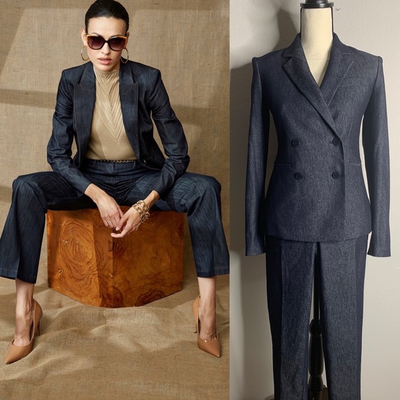 Theory Jackets & Blazers - Theory Denim Two Piece Pants Suit Set